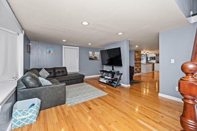 living room featuring light hardwood / wood-style floors