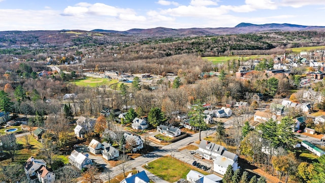 bird's eye view with a mountain view