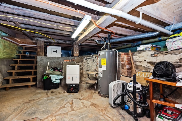 basement with electric water heater