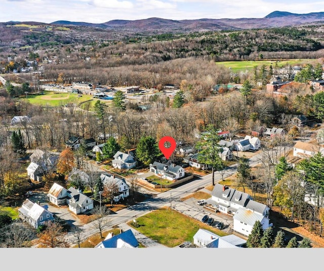 drone / aerial view with a mountain view