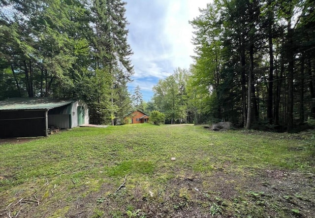 view of yard with an outbuilding