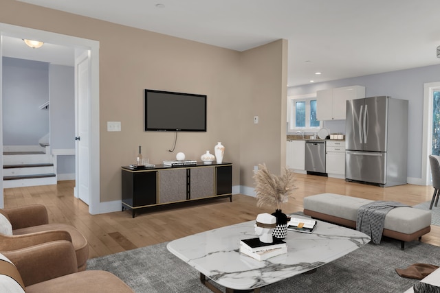 living room featuring light hardwood / wood-style floors