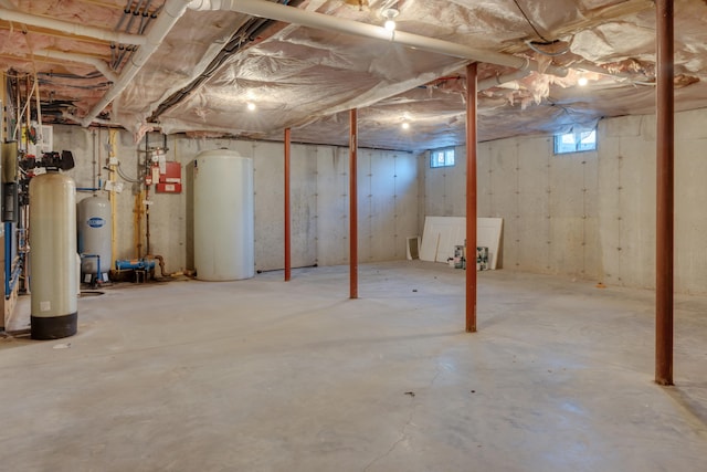 basement featuring gas water heater