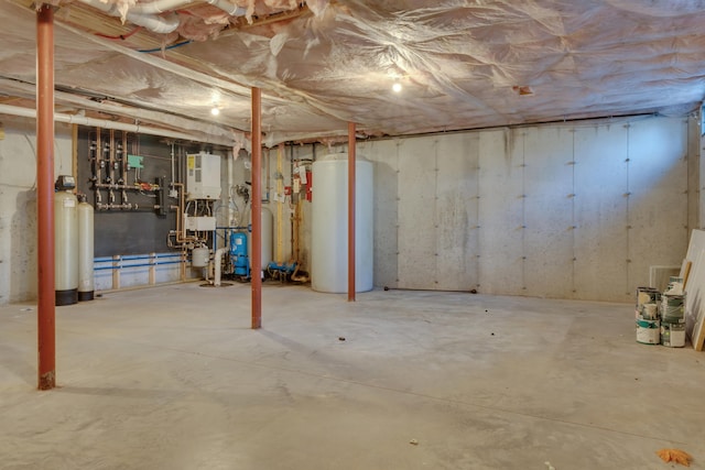 basement featuring water heater