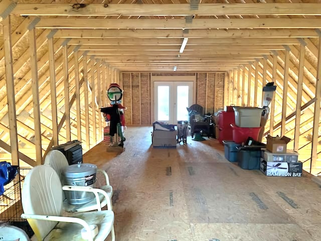 view of unfinished attic