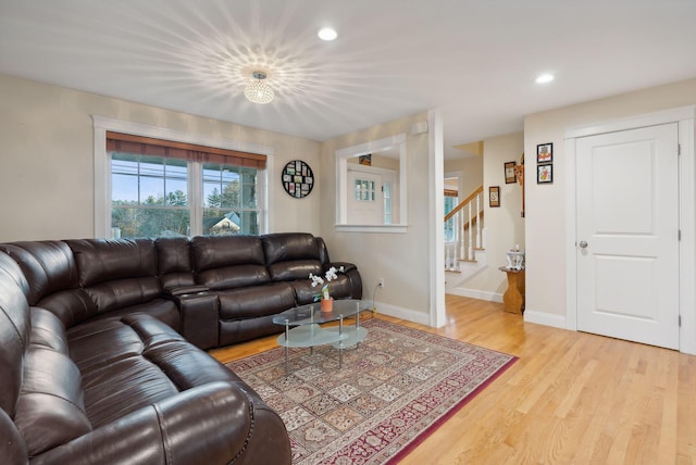 living room featuring light hardwood / wood-style floors