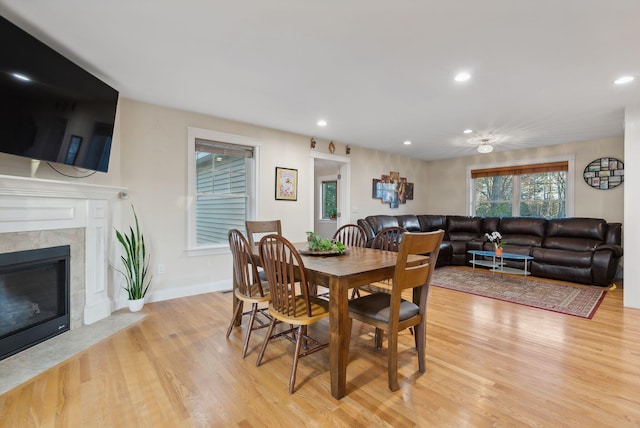 dining room with light hardwood / wood-style floors