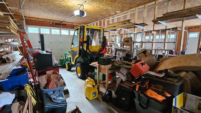 garage with a garage door opener