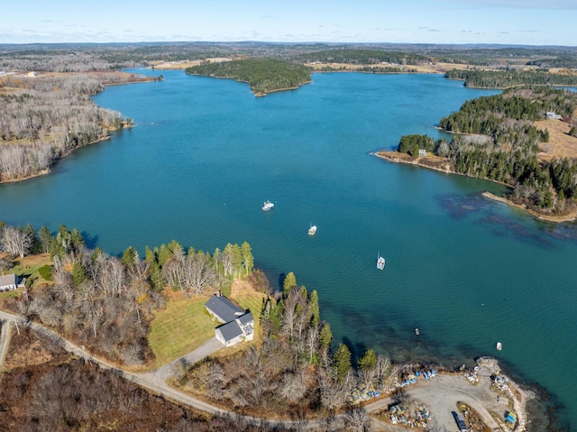 bird's eye view featuring a water view