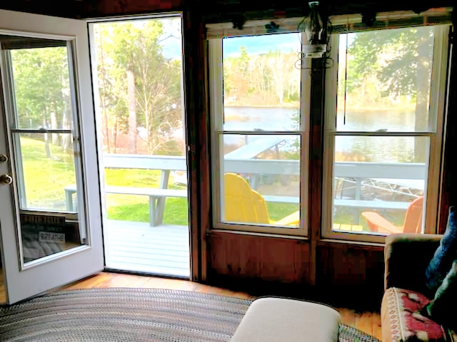 entryway with light hardwood / wood-style flooring