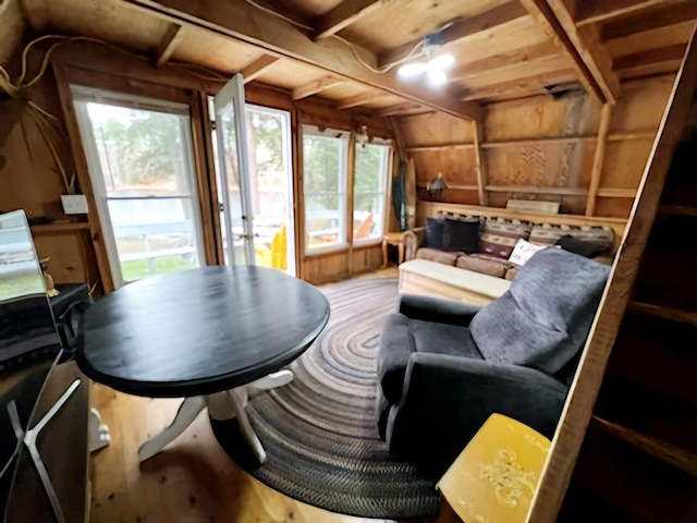 living area featuring wood-type flooring