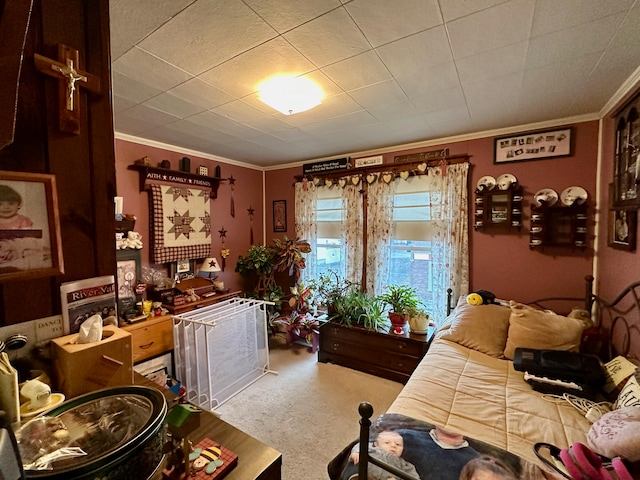 bedroom featuring crown molding