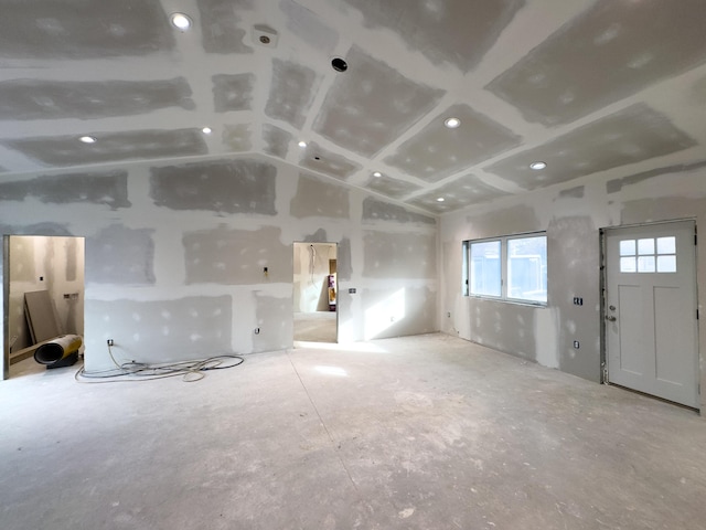 interior space featuring vaulted ceiling