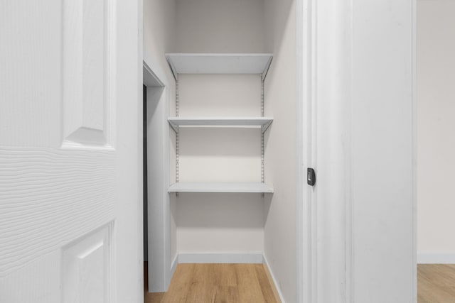 spacious closet featuring light hardwood / wood-style flooring