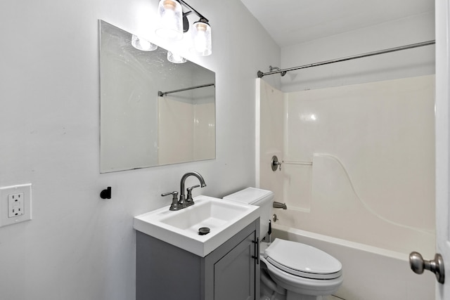 full bathroom with vanity, toilet, and tub / shower combination