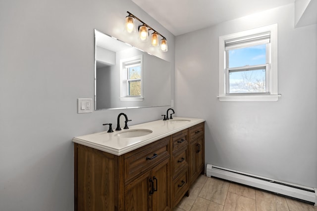 bathroom featuring vanity and a baseboard radiator