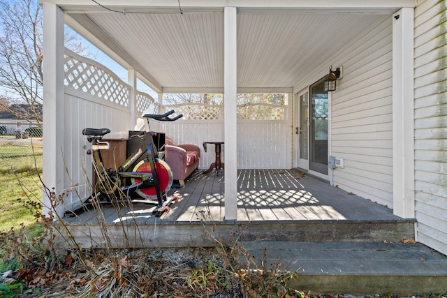 view of patio featuring a deck