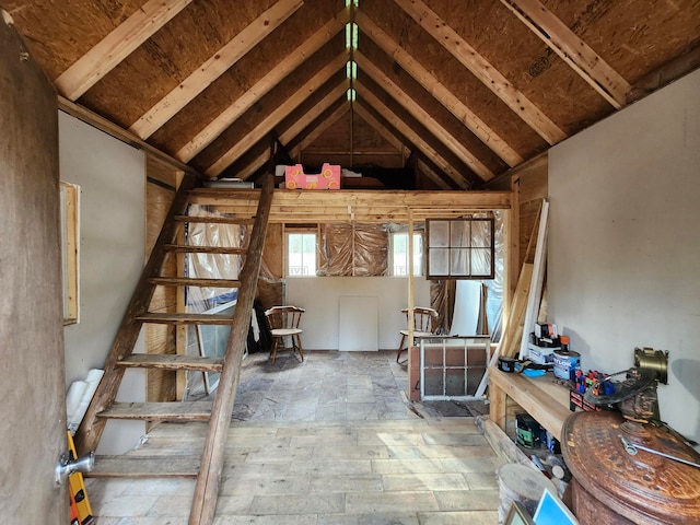 view of unfinished attic