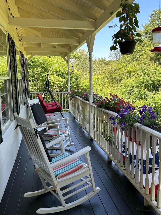 wooden deck with covered porch