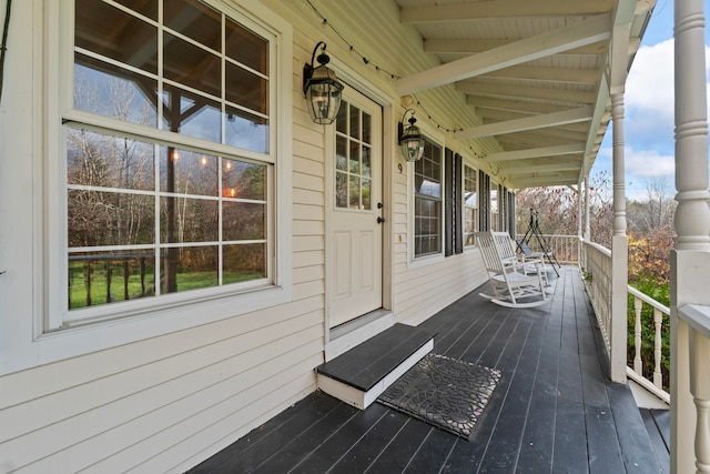 deck with a porch