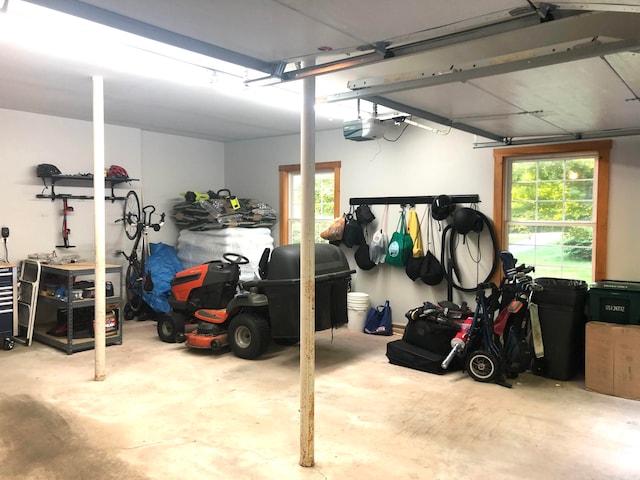 garage with a garage door opener