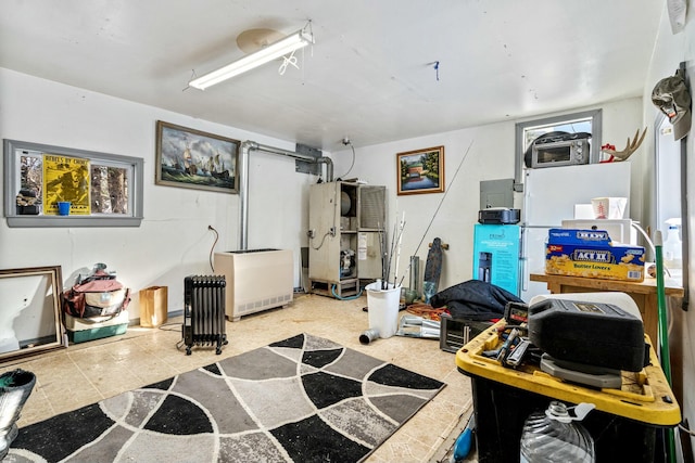 basement with heating unit