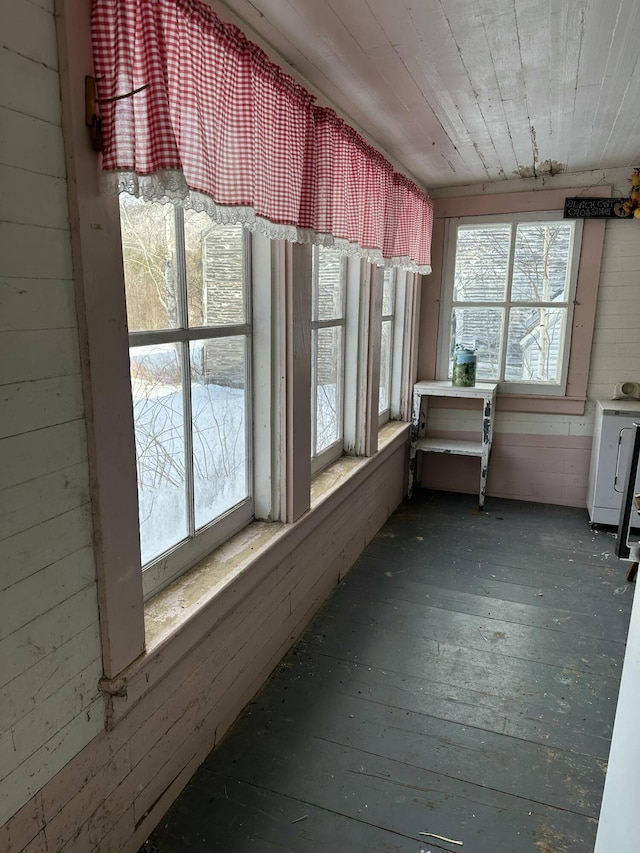 interior space with wood ceiling