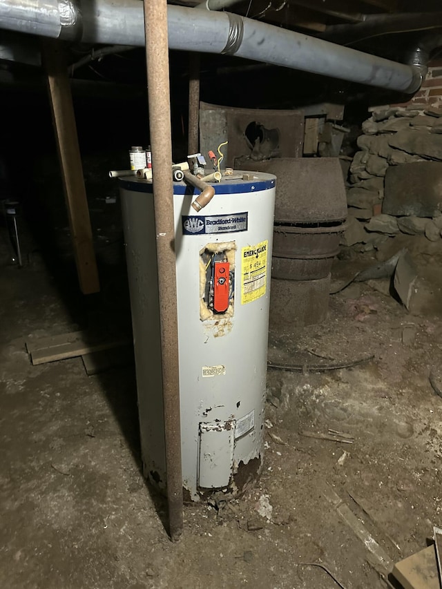 utility room featuring water heater