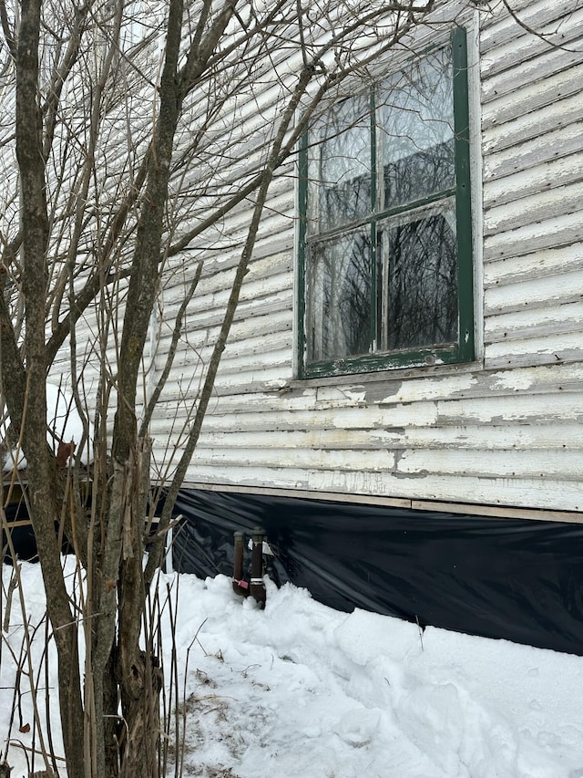 view of snow covered exterior