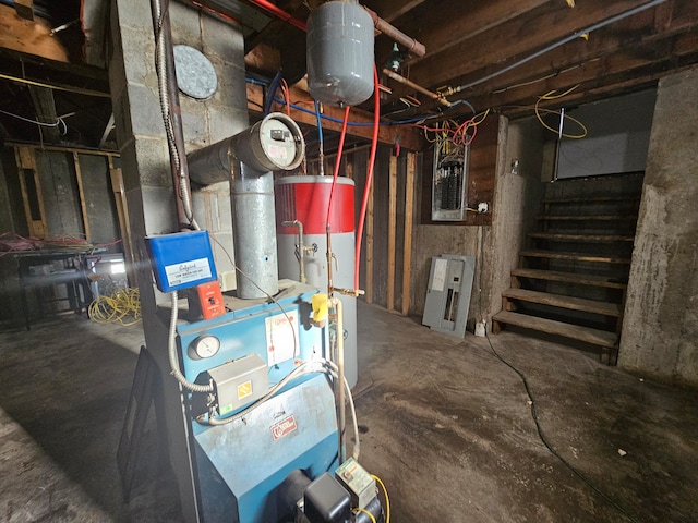 utility room with gas water heater