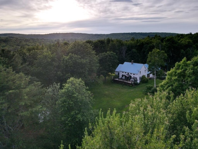 view of aerial view at dusk