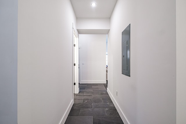 hallway featuring electric panel