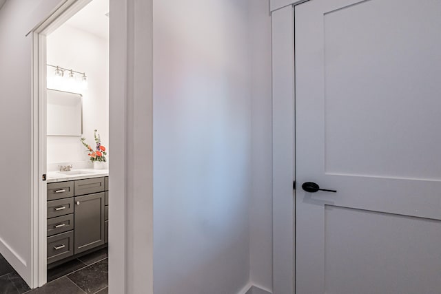 bathroom featuring vanity and tile patterned floors