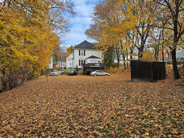 view of yard with a deck