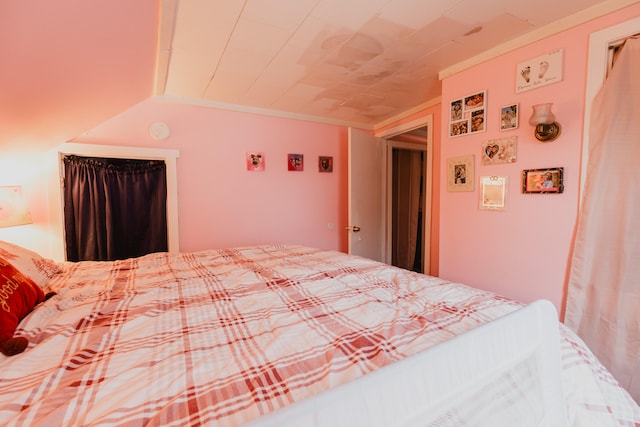 bedroom with a closet and vaulted ceiling