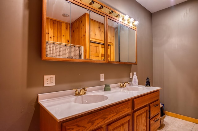 8 Hilltop Hts, Rangeley, ME 04970 - full bath featuring double vanity, tile patterned floors, and baseboards