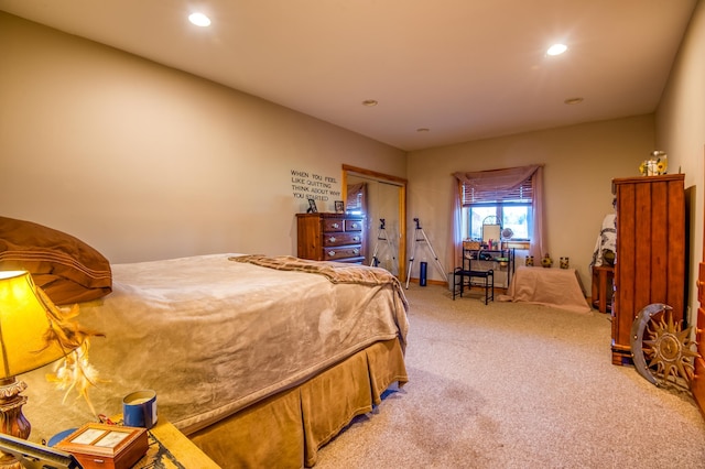 8 Hilltop Hts, Rangeley, ME 04970 - bedroom with light carpet and recessed lighting