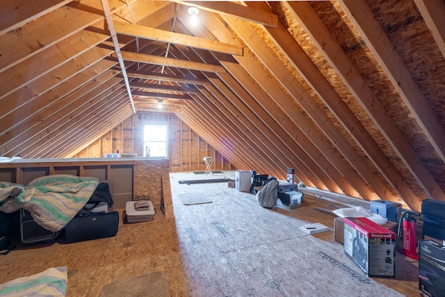 view of unfinished attic