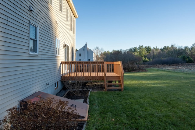 view of yard with a deck