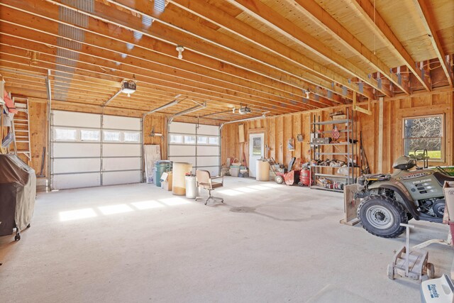 garage with a garage door opener