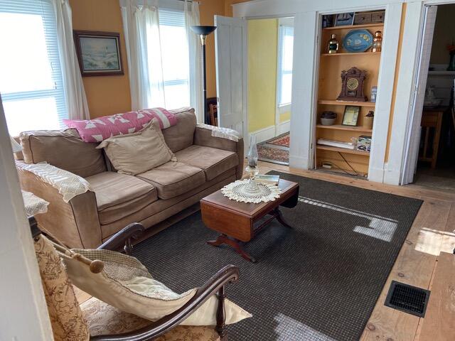 living room with wood-type flooring