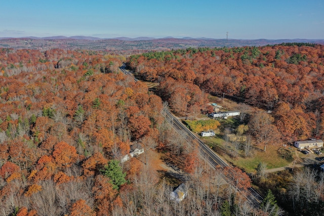 drone / aerial view featuring a mountain view