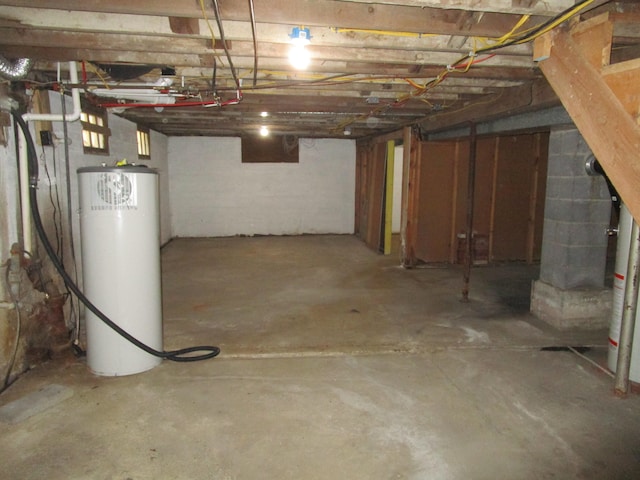 basement with gas water heater