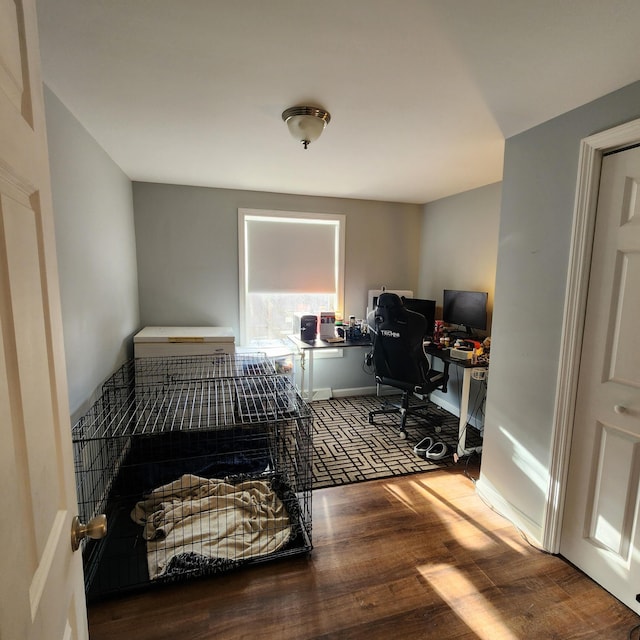 office space featuring hardwood / wood-style floors