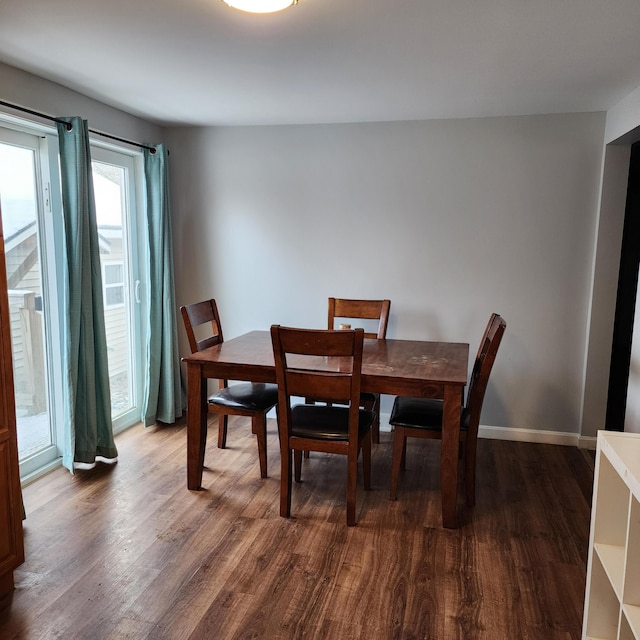 dining space featuring dark hardwood / wood-style floors