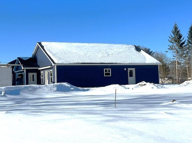 view of snow covered exterior