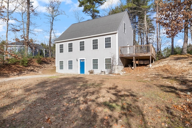 view of front facade with a deck