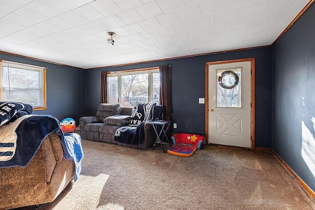 18 Sebasticook Dr, Clinton, ME 04927 - living room with carpet flooring and crown molding
