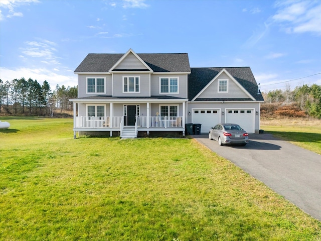 view of front of property featuring a porch and a front yard