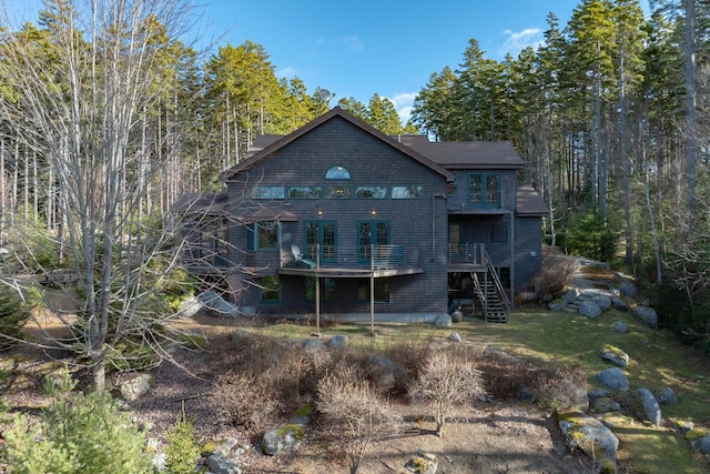 1700 Tremont Rd, Tremont, ME 04674 - back of house with a wooden deck and stairs